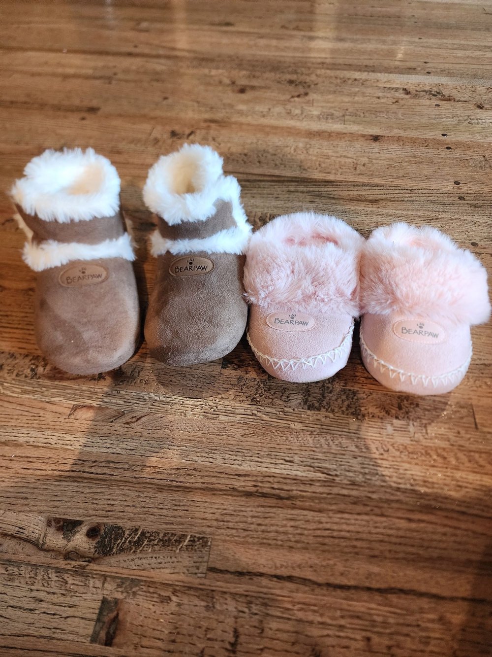 BearPaw Kids Shearling Slipper Boots in Brown and Pink
